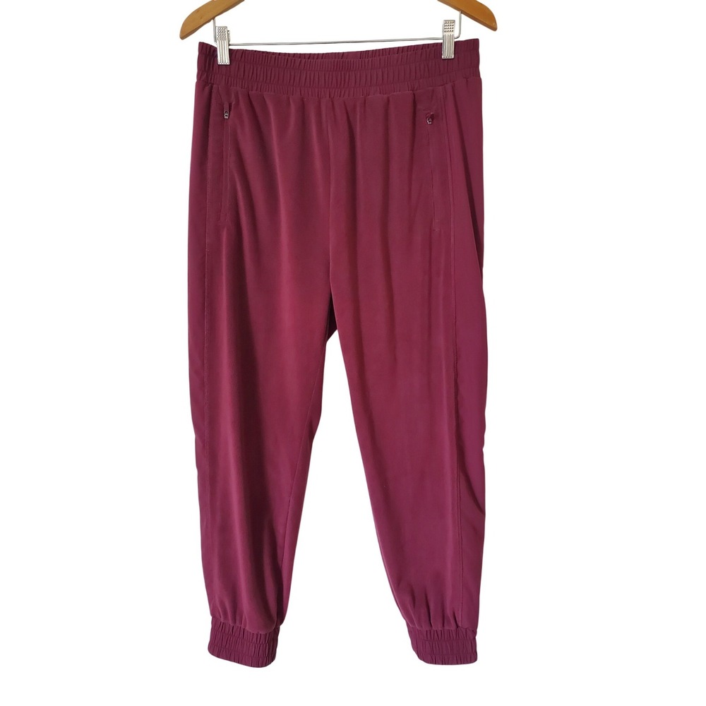 ZYIA ACTIVE Burgundy Fleece Jogger Pants‎ Women's XL Athleisure Comfort